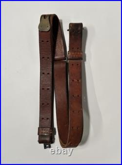 Vintage Military Style Brown Leather Adjustable 1 Rifle Sling Strap with Swivels Vintage Military Style Brown Leather Adjustable 1 Rifle Sling Strap with Swivels