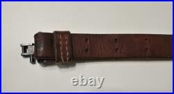 Vintage Military Style Brown Leather Adjustable 1 Rifle Sling Strap with Swivels Vintage Military Style Brown Leather Adjustable 1 Rifle Sling Strap with Swivels