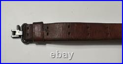 Vintage Military Style Brown Leather Adjustable 1 Rifle Sling Strap with Swivels Vintage Military Style Brown Leather Adjustable 1 Rifle Sling Strap with Swivels