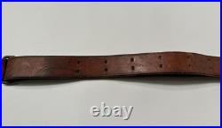 Vintage Military Style Brown Leather Adjustable 1 Rifle Sling Strap with Swivels Vintage Military Style Brown Leather Adjustable 1 Rifle Sling Strap with Swivels