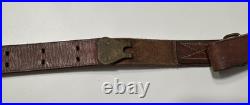 Vintage Military Style Brown Leather Adjustable 1 Rifle Sling Strap with Swivels Vintage Military Style Brown Leather Adjustable 1 Rifle Sling Strap with Swivels