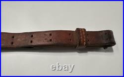 Vintage Military Style Brown Leather Adjustable 1 Rifle Sling Strap with Swivels Vintage Military Style Brown Leather Adjustable 1 Rifle Sling Strap with Swivels