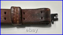 Vintage Military Style Brown Leather Adjustable 1 Rifle Sling Strap with Swivels Vintage Military Style Brown Leather Adjustable 1 Rifle Sling Strap with Swivels
