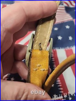 Vintage No Swivel Slip On Shotgun Rwt Sling Tooled Duck Scene White Stitched