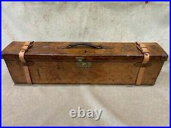 Vintage Oak Lined Leather Double Motor Case With Key. Purdey