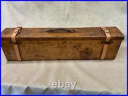 Vintage Oak Lined Leather Double Motor Case With Key. Purdey