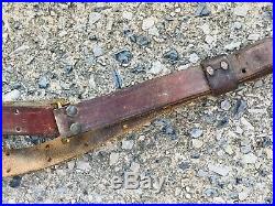 Vintage Old Original Rifle Leather Sling Strap Buckle