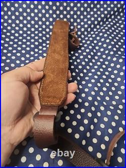 Vintage Orvis Leather Stitched Suede Backed Buckle Rifle Sling No Swivel Trap