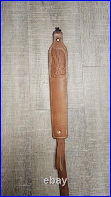 Vintage Padded Leather Rifle Sling Eagle