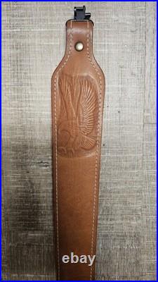 Vintage Padded Leather Rifle Sling Eagle