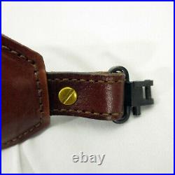 Vintage Padded Leather Rifle Sling w Swivels Embossed Pronghorn Antelope Design