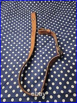 Vintage Savage Marked Leather Buckle Rifle Sling With Swivels