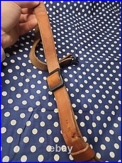 Vintage Savage Marked Leather Buckle Rifle Sling With Swivels