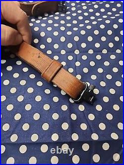 Vintage Savage Marked Leather Buckle Rifle Sling With Swivels