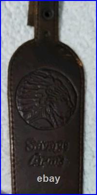 Vintage Savage stamped Brown Leather Rifle Sling missing metal connectors 42