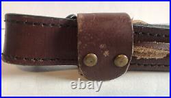 Vintage Shotgun Rifle Sling Strap Padded Top Grain Brown Leather Uncle Mikes