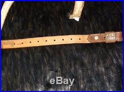 Vintage Stalker Brown leather Deer Carved Padded Adjustable Rifle Sling