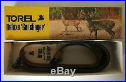 Vintage TOREL Rifle Sling #4885 Deer Motif Tooled Leather Cowhide Padded in Box