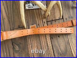 Vintage Tex Shoemaker Brown Leather Military Style Adjustable Rifle Sling