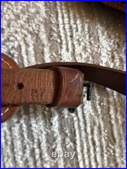 Vintage Tooled Leather Padded Rifle Sling Hunter 27-25 Deer Acorn QD Swivels Vintage Tooled Leather Padded Rifle Sling Hunter 27-25 Deer Acorn QD Swivels