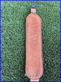 Vintage Tooled Leather Rifle Sling Padded with Handcrafted Deer Scene