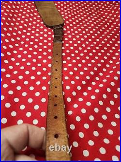 Vintage Tooled Stitched Leather Whitetail Acorn Suede Backed Rifle Sling Swivels