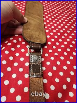 Vintage Tooled Stitched Leather Whitetail Acorn Suede Backed Rifle Sling Swivels