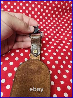 Vintage Tooled Stitched Leather Whitetail Acorn Suede Backed Rifle Sling Swivels