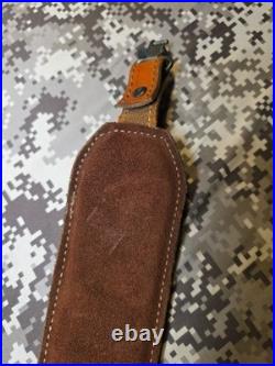Vintage Tooled Whitetail Acorn Stitched Padded Suede Backed Leather Rifle Sling