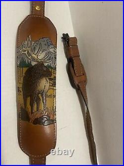 Vintage Torel 4751 Padded Leather Rifle Sling Elk Design Made in USA