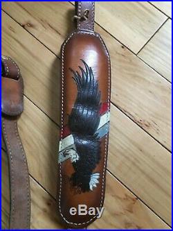 Vintage Torel Bald Eagle Leather Padded Sling #4825 Top Grain Cowhide-usa-used