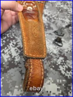 Vintage Torel Suede White Stitched Tooled Whitetail Padded Leather Rifle Sling