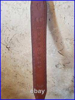 Vintage Weatherby Hand Tooled Leather Rifle Shotgun Sling 39 in Adjustable