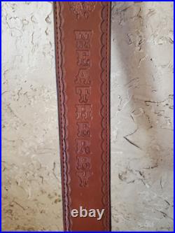 Vintage Weatherby Hand Tooled Leather Rifle Shotgun Sling 39 in Adjustable