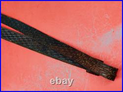 Vintage Weave Design Embossed 1 Leather Rifle Sling US Military Style QD Swivel