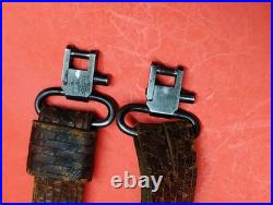 Vintage Weave Design Embossed 1 Leather Rifle Sling US Military Style QD Swivel