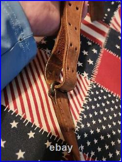 Vintage Wwii M1907 Boyt 44 Rifle Sling Leather Stitched Buckle Sling