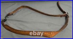Vintage hand tooled LEATHER Rifle Sling 7220W + Swivel MARKED BUT CANNOT READ Vintage hand tooled LEATHER Rifle Sling 7220W + Swivel MARKED BUT CANNOT READ