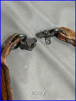 Vintage hand tooled LEATHER Rifle Sling 7220W + Swivel MARKED BUT CANNOT READ Vintage hand tooled LEATHER Rifle Sling 7220W + Swivel MARKED BUT CANNOT READ