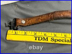 Vintage hand tooled LEATHER Rifle Sling 7220W + Swivel MARKED BUT CANNOT READ Vintage hand tooled LEATHER Rifle Sling 7220W + Swivel MARKED BUT CANNOT READ