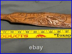 Vintage hand tooled LEATHER Rifle Sling 7220W + Swivel MARKED BUT CANNOT READ Vintage hand tooled LEATHER Rifle Sling 7220W + Swivel MARKED BUT CANNOT READ
