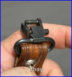 Vintage hand tooled LEATHER Rifle Sling 7220W + Swivel MARKED BUT CANNOT READ Vintage hand tooled LEATHER Rifle Sling 7220W + Swivel MARKED BUT CANNOT READ