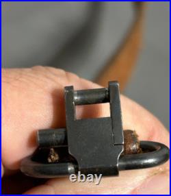 Vintage hand tooled LEATHER Rifle Sling 7220W + Swivel MARKED BUT CANNOT READ Vintage hand tooled LEATHER Rifle Sling 7220W + Swivel MARKED BUT CANNOT READ