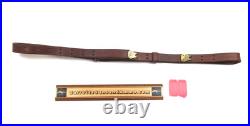 Vintage original Boyt 1 narrow brown leather rifle sling brass hardware 749555