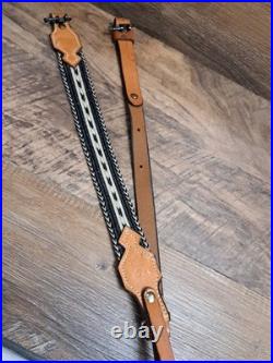 Vtg. Browning Leather And Braided Nylon Sling W Swivels