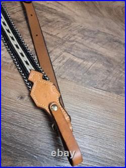 Vtg. Browning Leather And Braided Nylon Sling W Swivels