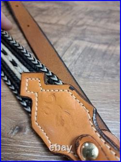 Vtg. Browning Leather And Braided Nylon Sling W Swivels