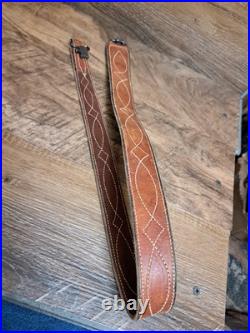 Vtg. Grundman Suede Backed Leather Cobra Rifle Sling With Swivels