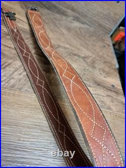 Vtg. Grundman Suede Backed Leather Cobra Rifle Sling With Swivels