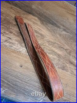 Vtg. Grundman Suede Backed Leather Cobra Rifle Sling With Swivels